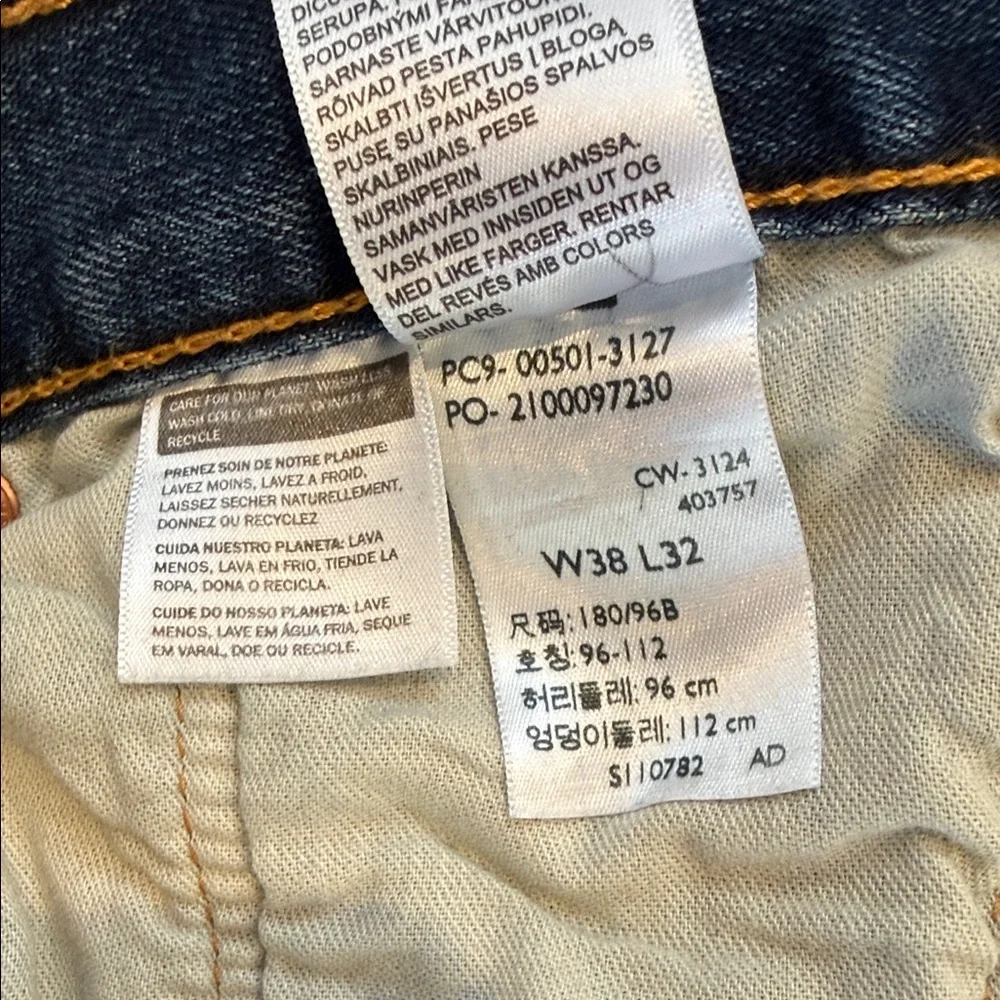 501 Levi's Men's Blue Straight-Leg Denim Jeans W38 L32